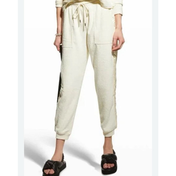 Atm Womens S Ivory Terry Cloth Fleece Sweatpant Pull On Joggers Cozy Neutral - Picture 7 of 7